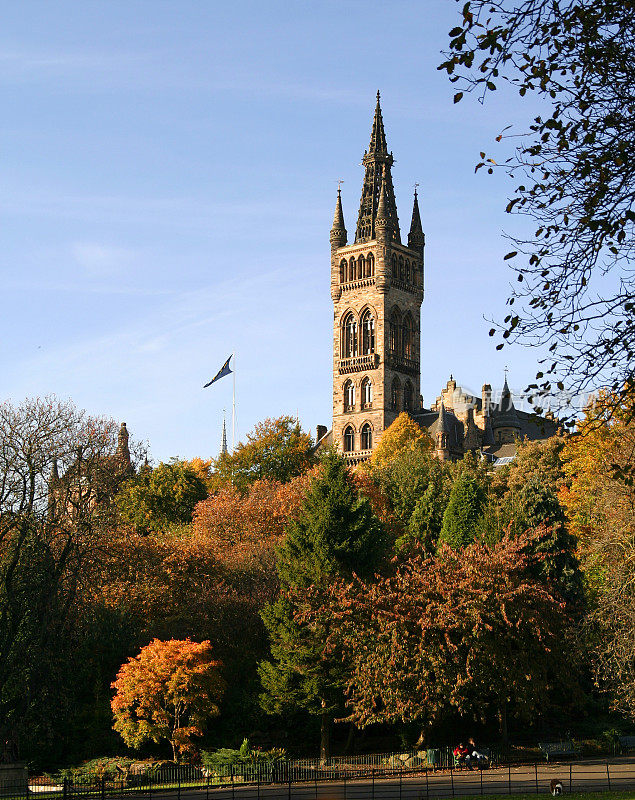 Tower at Glasgow University in autumn